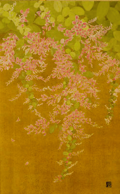 Bush clover flowers in Japanese painting