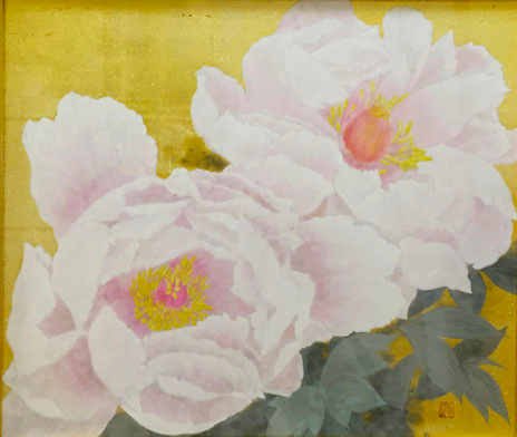 Two flowers of peony in Japanese painting