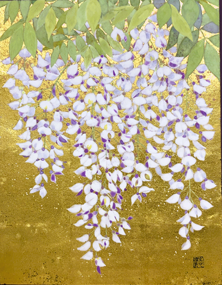 Flowers of wisteria in Japanese painting