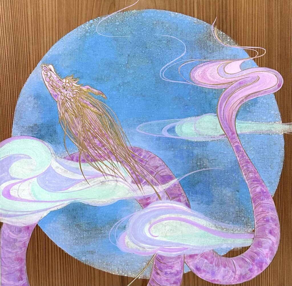cealing painting of a dragon in Japanese painting