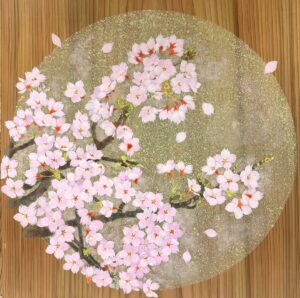 cealing painting of cherry blossom in Japanese painting